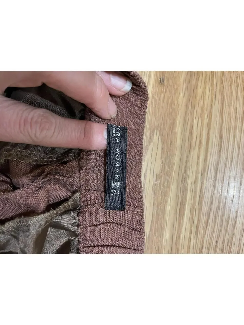 Zara Woman Brown Pants X small Ankle Length comfort wide Cotton/ linen viscose